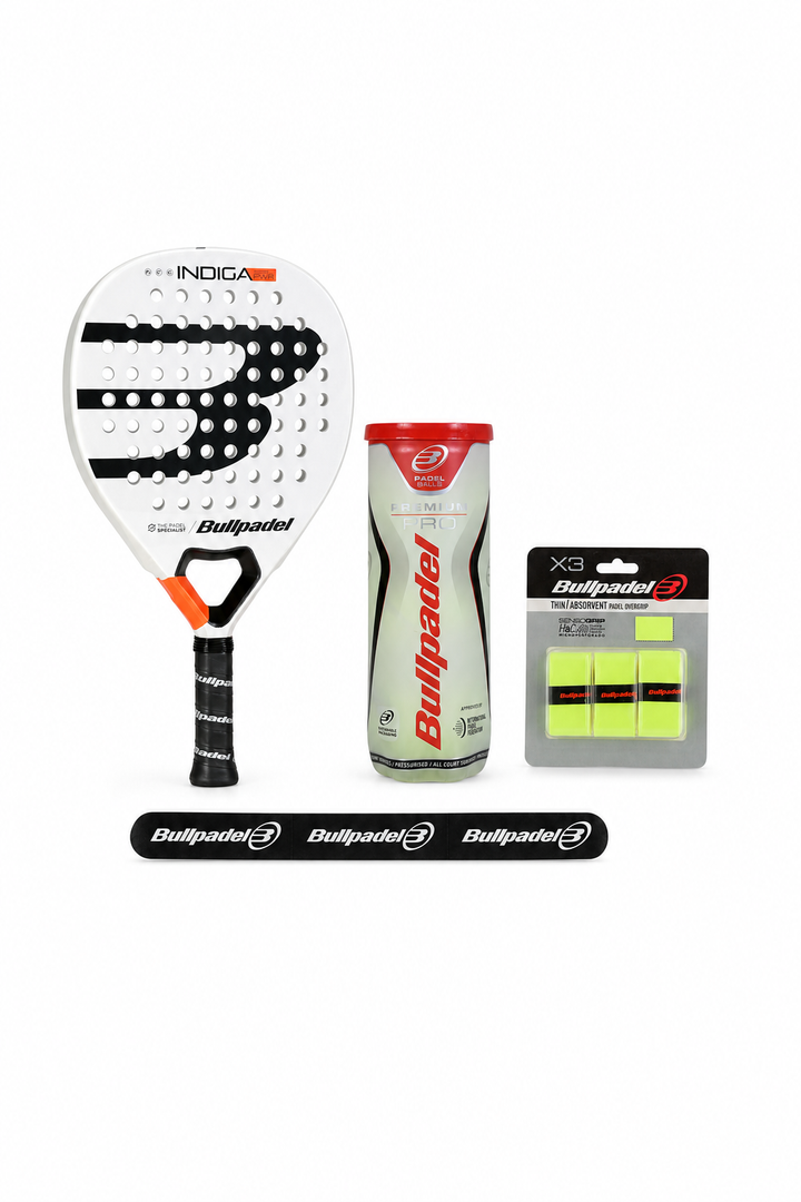 Bullpadel Power Starter Kit — Indiga PWR Racket, Balls, Grips & Protector
